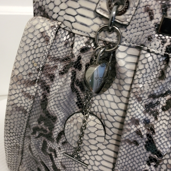 EC Tosca Blu Snakprint Leather Large Satchel/Tote Grey & Black - Picture 5 of 16